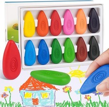 12 Washable Color Wax Crayons