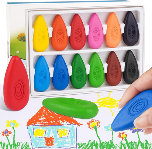 Washable color wax crayons - 12,